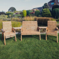 Vail Wooden Garden Angled 4 Seater Seating Set In Natural