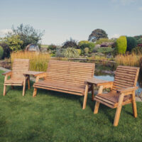 Vail Wooden Garden Angled 5 Seater Seating Set In Natural
