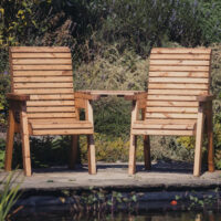 Vail Wooden Garden Angled Love Seat In Natural