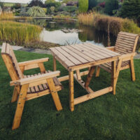 Vail Wooden Garden Dining Table With 2 Chairs In Natural