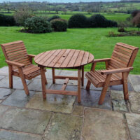 Vail Wooden Garden Round Dining Table With 2 Chairs In Natural