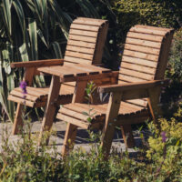 Vail Wooden Garden Square Love Seat In Natural