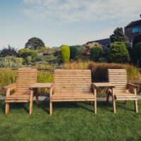 Vail Wooden Garden Straight 4 Seater Seating Set In Natural