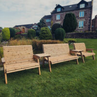 Vail Wooden Garden Straight 7 Seater Bench Set In Natural