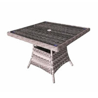 Vernal Glass Top Garden Square Dining Table In Grey