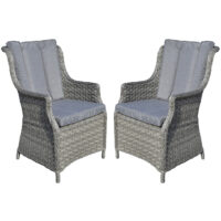 Vernal Grey Rattan Garden Dining Chairs With Cushion In Pair