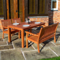 Walsall Wooden Garden Dining Set With 2 Chairs 1 Bench In Natural