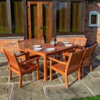Walsall Wooden Garden Dining Set With 4 Chairs 1 Bench In Natural