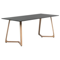 Wichita 12mm HPL Top Black Dining Table 180cm with Oak Legs