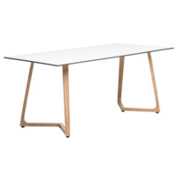 Wichita 12mm HPL Top White Dining Table 180cm with Oak Legs
