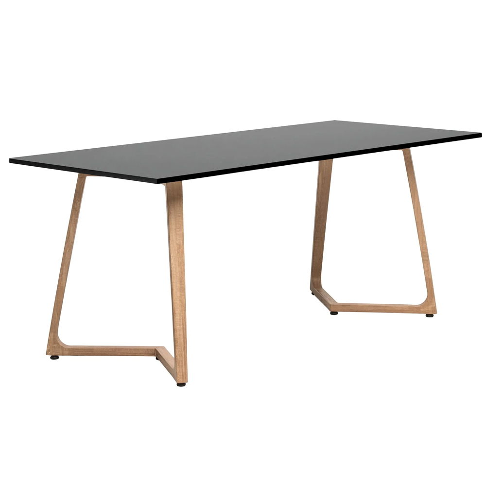 Wichita 18mm MFC Top Black Dining Table 180cm with Oak Legs