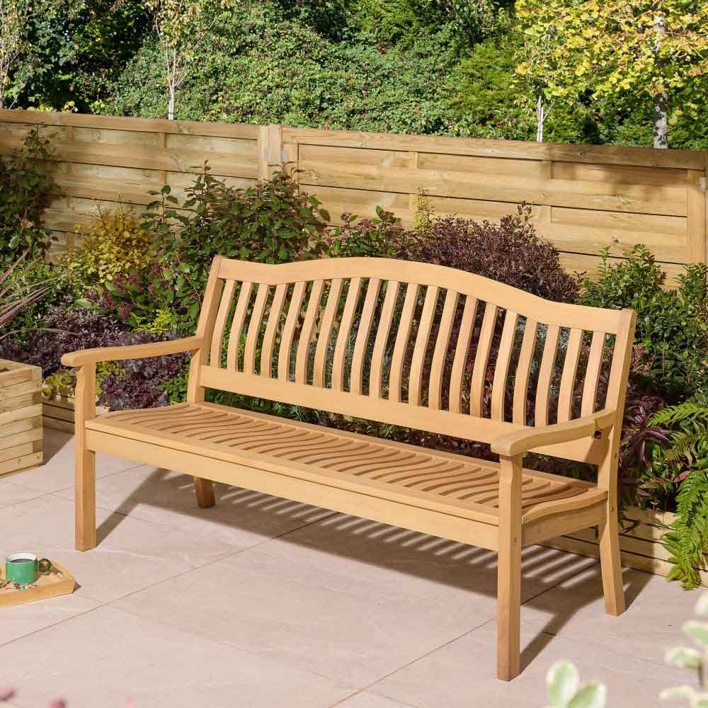 Zenith Wooden Garden 3 Seater Bench In Natural